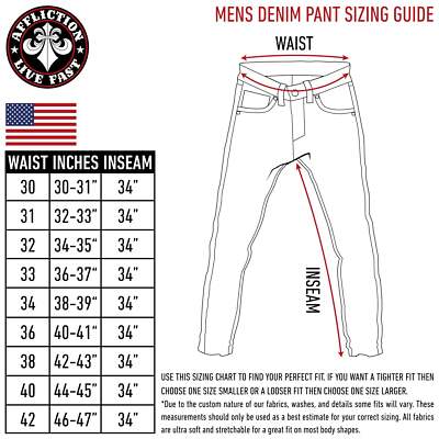 Affliction Men's Denim Jean Blake Luke Inseam 34" Biker Skull Y2K