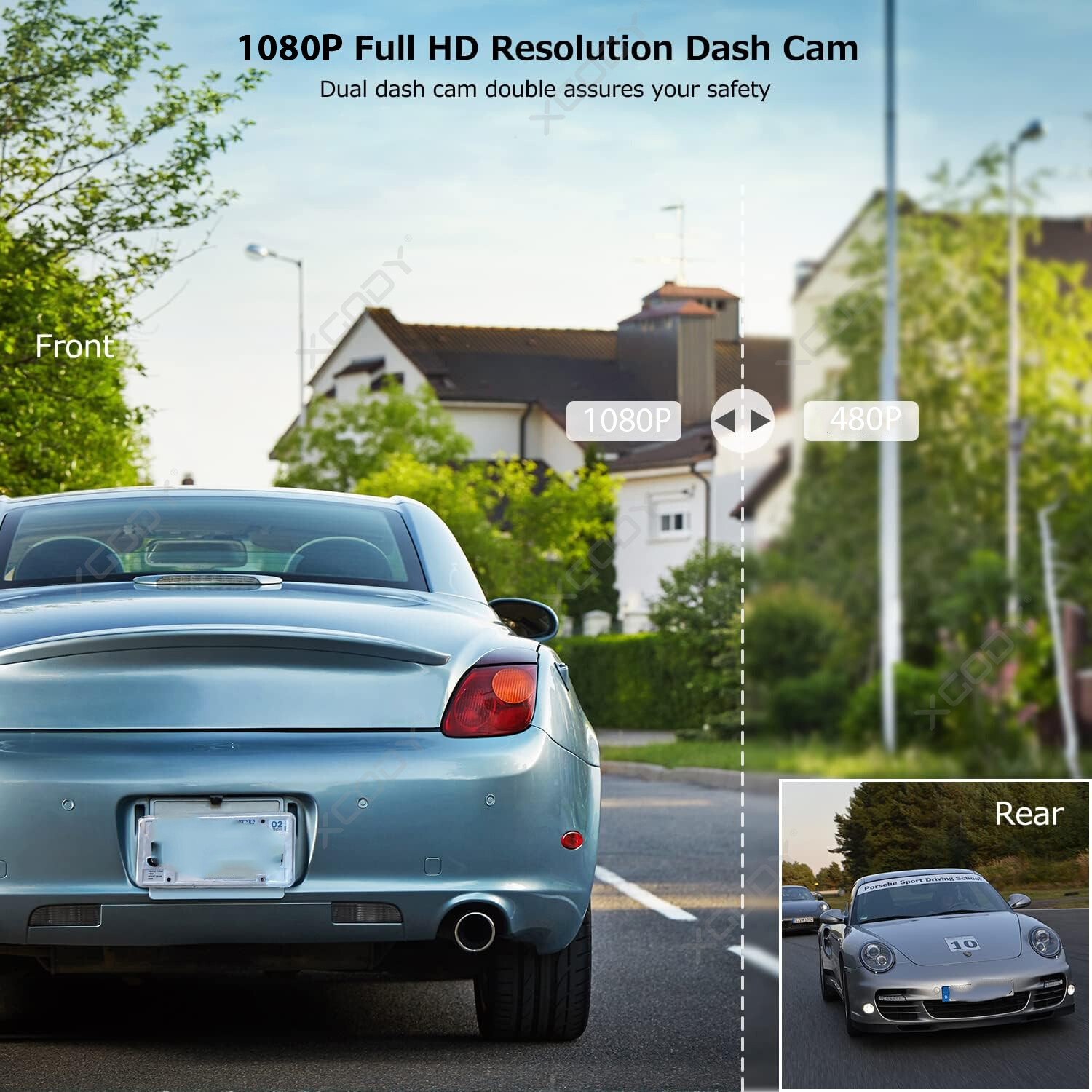4'' HD Dash Camera Car DVR Driving Recorder Night Vision G-Sensor Front And Rear