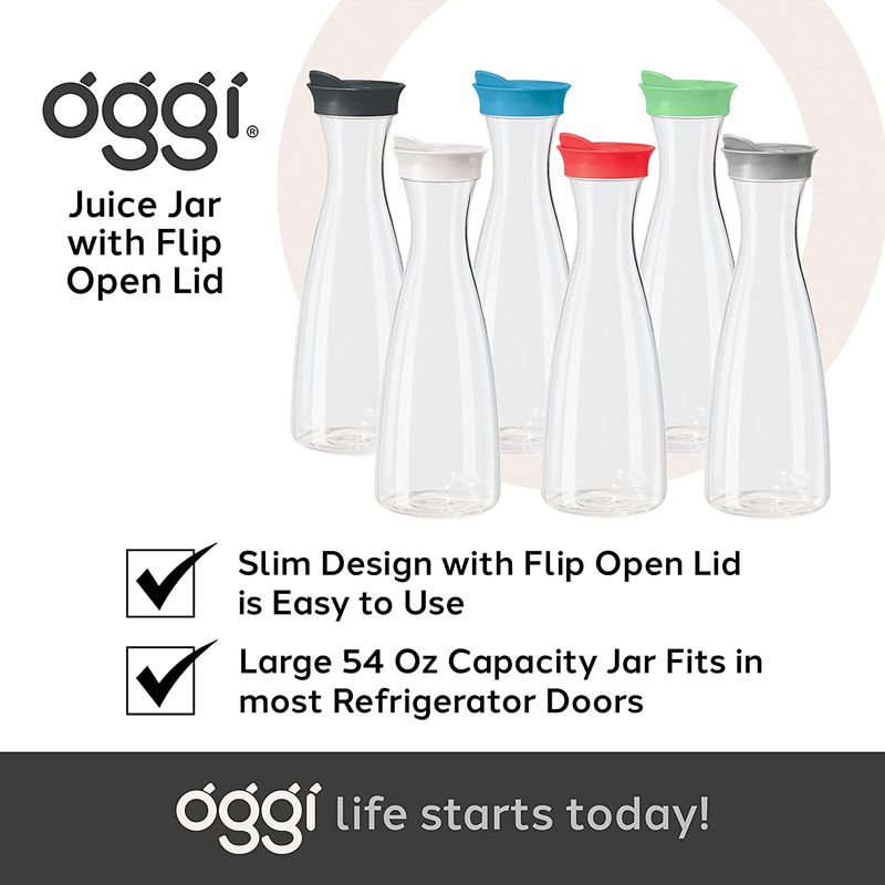 Clear Carafe W/Flip Open Lid - Ideal Juice Bottle, Clear Pitcher with Lid, Tea P