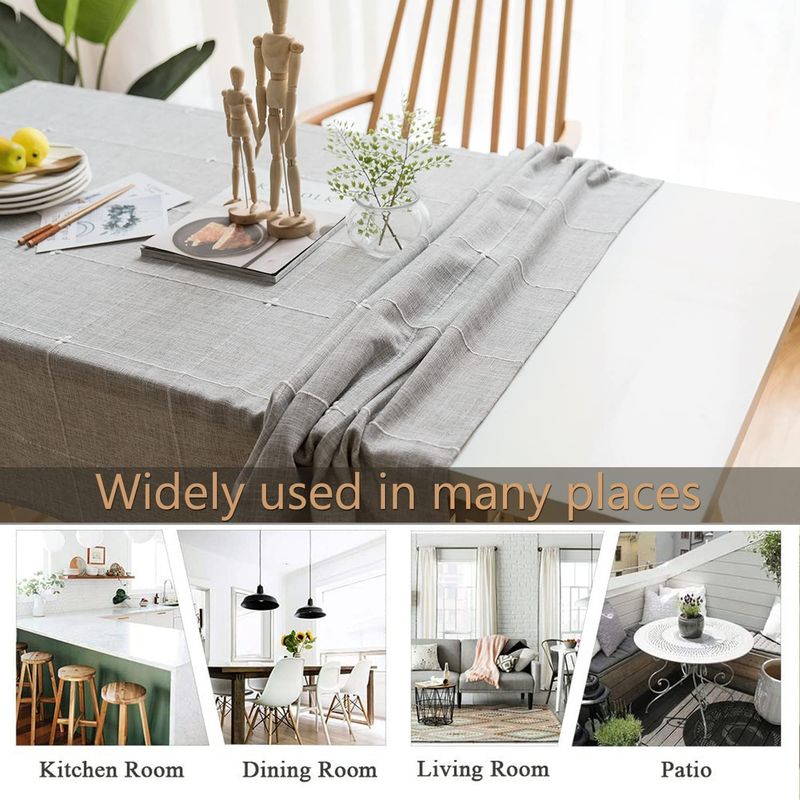 Striped Cotton Linen Tablecloth/Table Cover with Tassel Gray Grid Rectangle/Oblo