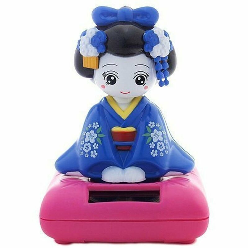Solar Bobblehead Toy Figure, Maiko Geisha - Blue by UFindings