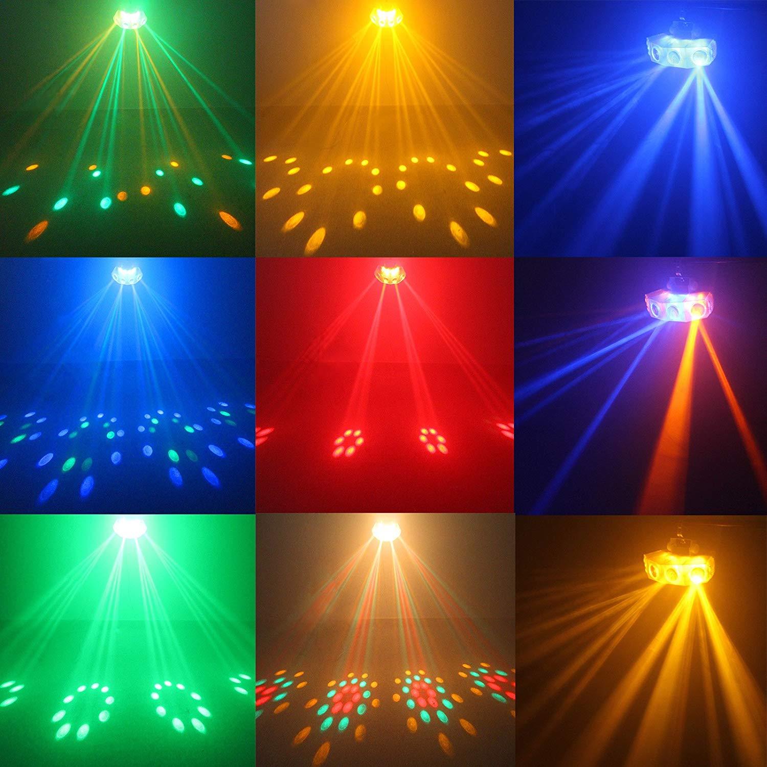Moonflower Pattern Stage Light 4 Head Auto + Sound-activated RGBY LED +Remote