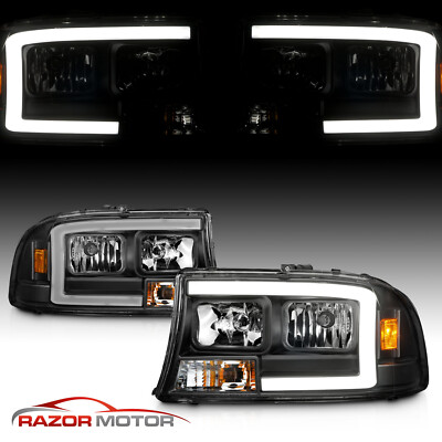 1998-2004 For Dodge Durango/Dakota Black Super Bright LED C Bar Headlights