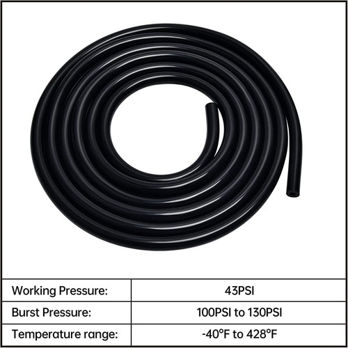 Silicone Vacuum Tubing Hose Line ID 8mm (5/16") 10FT 130PSI Max Pressure Black