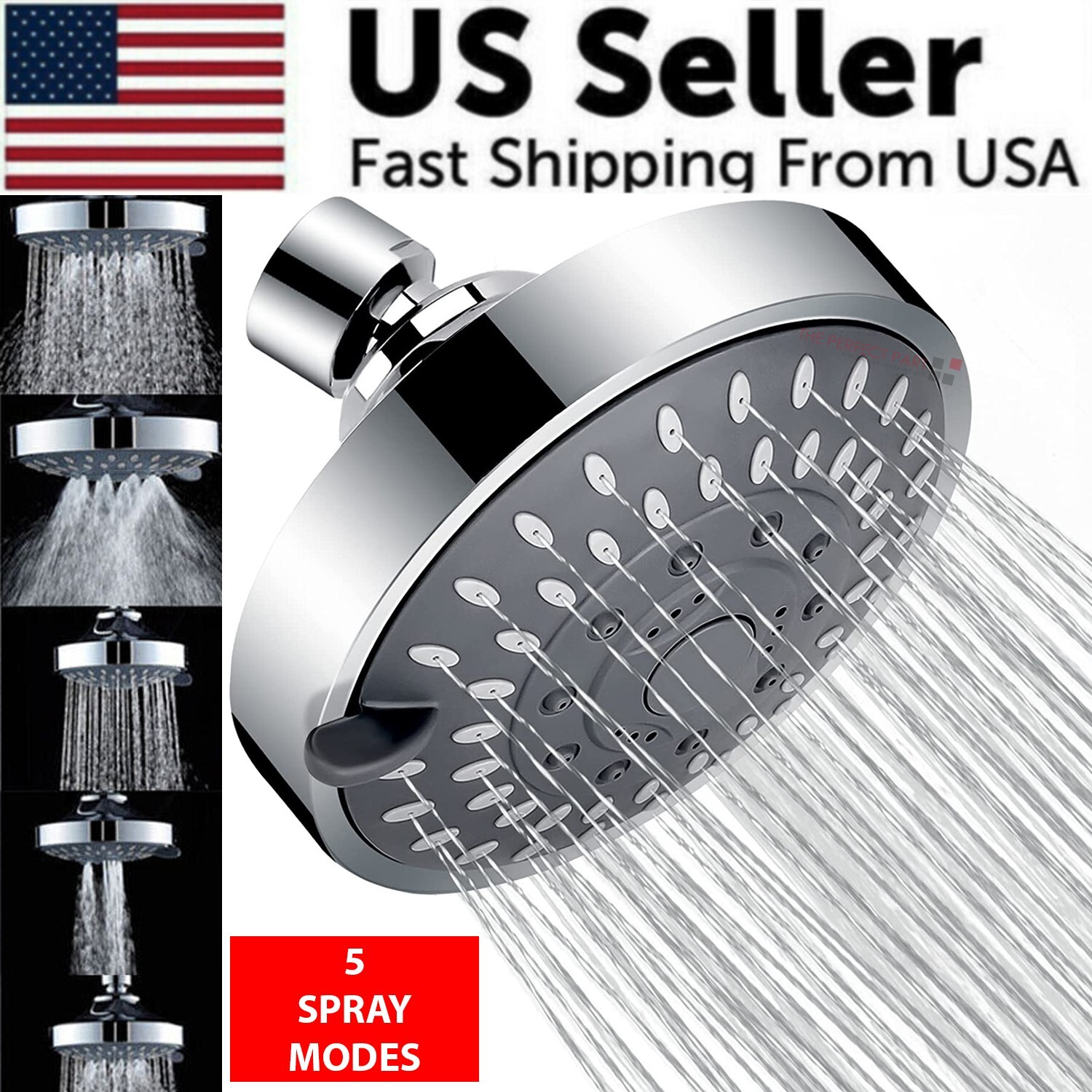 S Handheld Spray High Pressure Adjustable Showerhead Top Spray Bath
