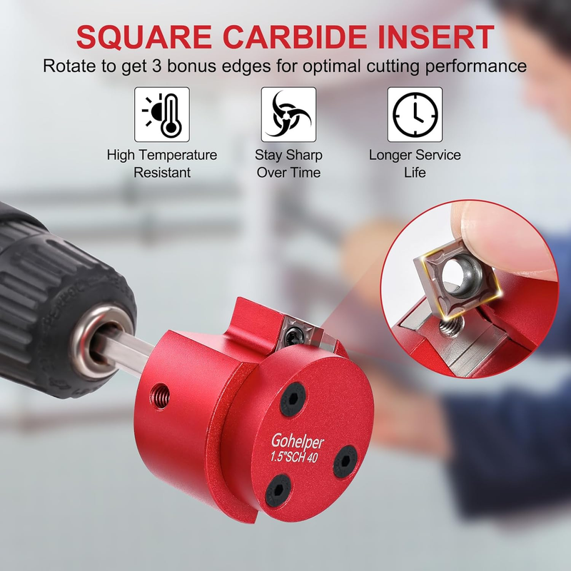 PVC Fitting Saver with 1-½-Inch and 2 Inch Head Aluminum, PVC Pipe Reamer, PVC S