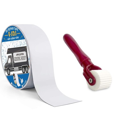 E-SDS RV Roof Tape 2'' x50' with Rubber Roller, UV & Waterproof White RV Seala...
