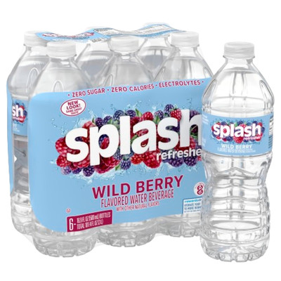 Splash Refresher Wild Berry Flavor Water Beverage 16.9 Fl Oz Plastic Bottle Pack