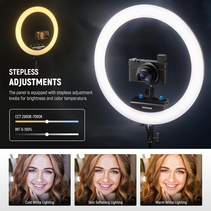 Professional 18 Inch Ring Light with Tripod Stand Phone Holder Compatible with i
