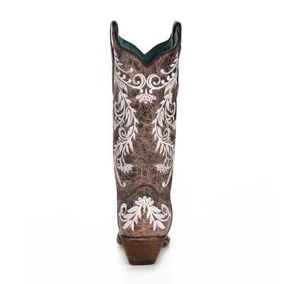 Pre-owned Corral Boots Corral Womens A3753 Brown Leather 13in Glow In The Dark Fashion Boots