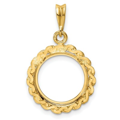 Pre-owned Jewelry Stores Network 14k Yellow Gold Chain Style Prong Set China 1/20 oz Panda Coin Bezel