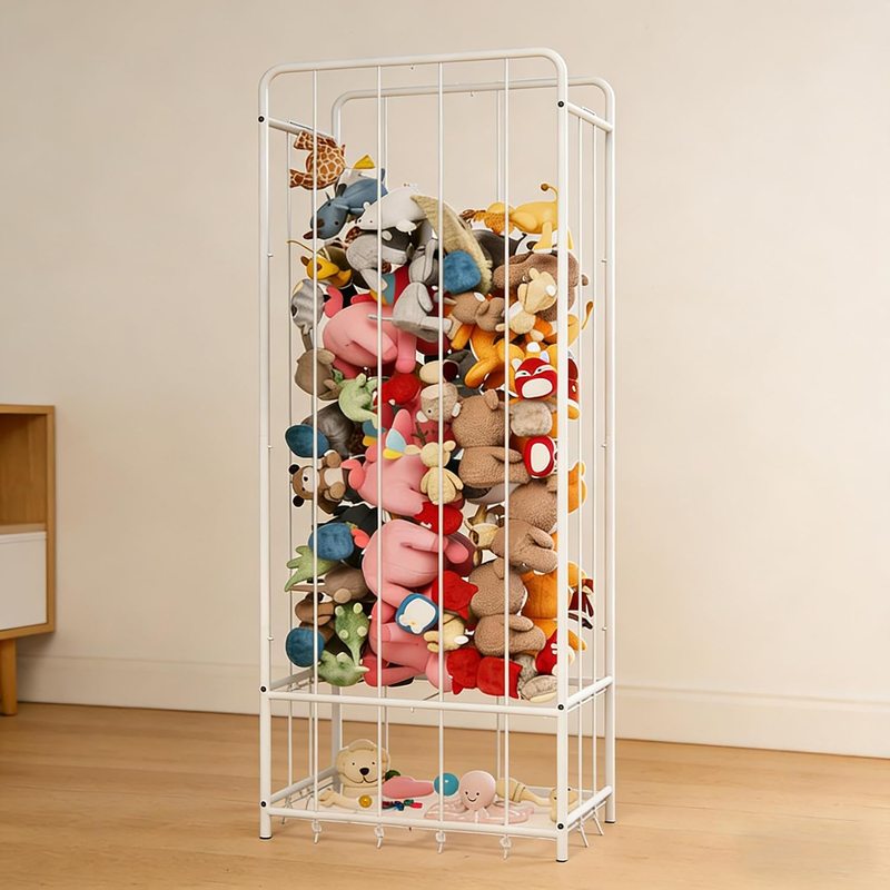 Stuffed Animal Storage Organizer – Metal Toy Display Shelf with Elastic Bands, M