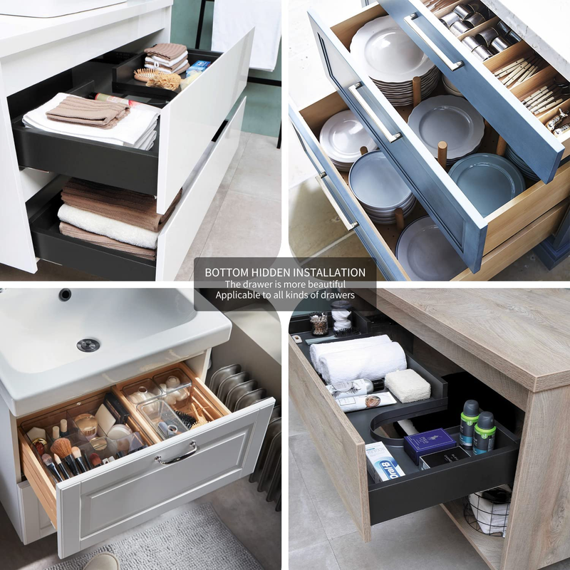 20 Inch Bottom Mount Soft Close Drawer Slides Full Extension Concealed Rails Tra