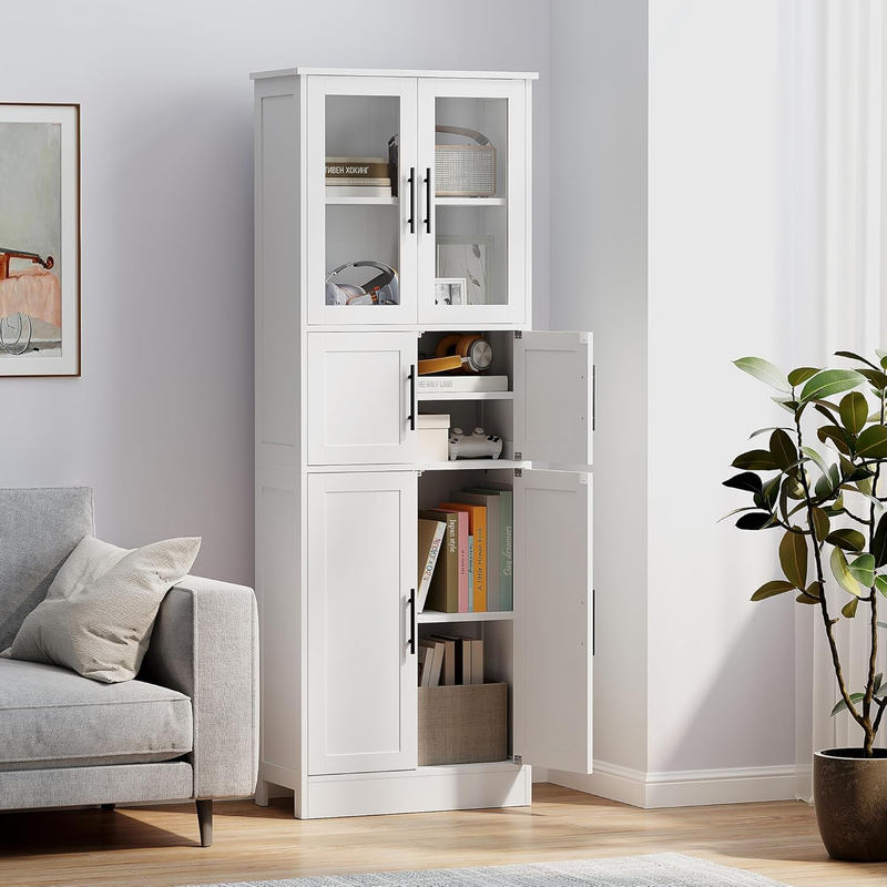 67" Tall Bathroom Storage Cabinet, Modern Freestanding 6-Tier Bathroom Cabinet w
