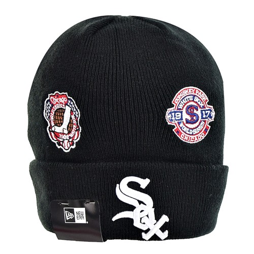 Вязаная мужская зимняя шапка New Era Chicago White Sox World Series Champions, черная