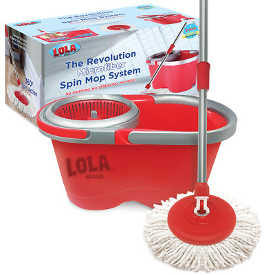 Lola Revolution Microfiber Spin Mop System, Telescoping Handle, Spinning Action