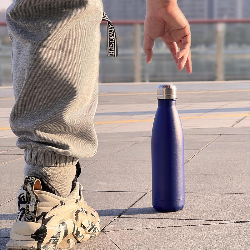 Stainless Steel Water Bottles,17Oz/500Ml Insulated Water Bottles,Deep Blue Metal