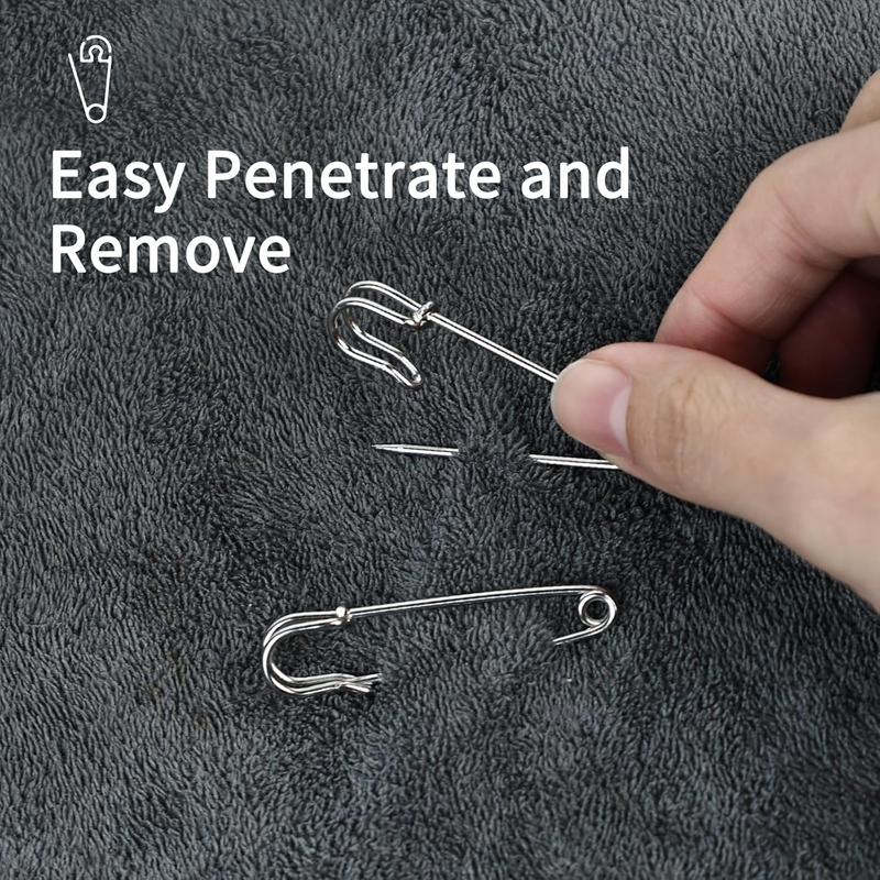 30 Pack Large Safety Pins (2"), Heavy Duty Locking Clasp Pins, Rustproof for Clo
