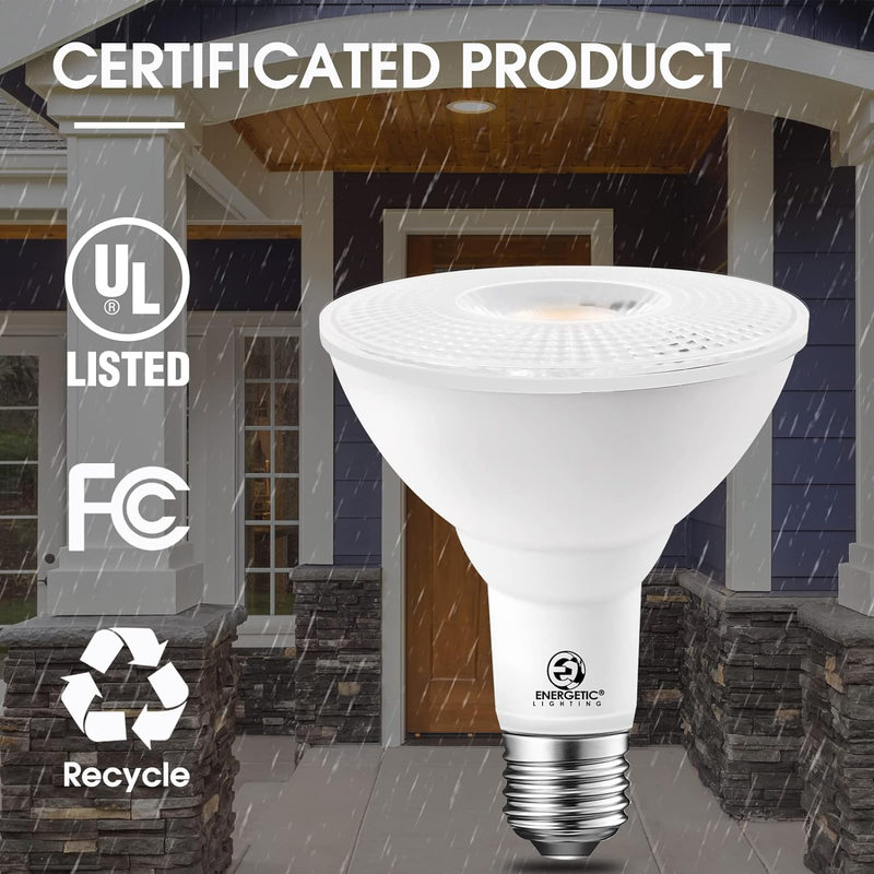 Energetic PAR30 LED Bulbs, Flood Light Outdoor Indoor 10 Watt (75 Watt Equivalen