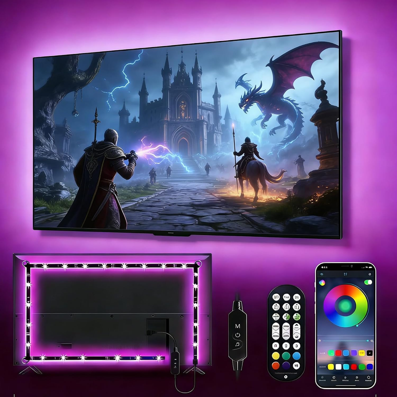 Daymeet Led Lights for TV, 5M Smart LED TV Backlights for 55-85 Inch USB TV Moni