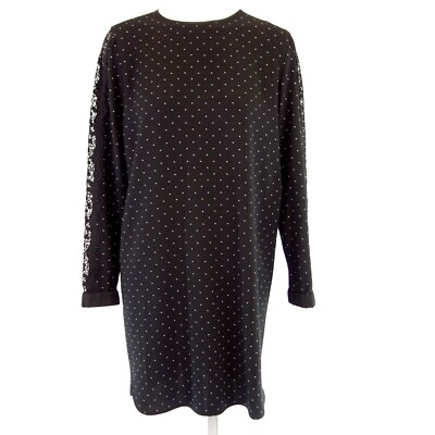 Marc Cain Dress Women's Midi Tunic Dress Shirt Dress Black Polka Dotted Lace New