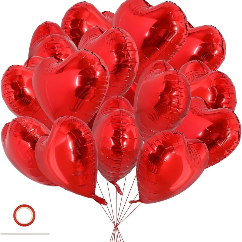 18 Pcs Heart Balloons,18 Inch Heart Shape Foil Balloons Love Balloons Valentine