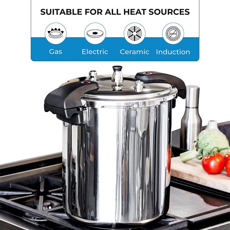 Pressure Cooker 21 Qt Stainless Steel - Large Canning Pot with Lid for Home, Com