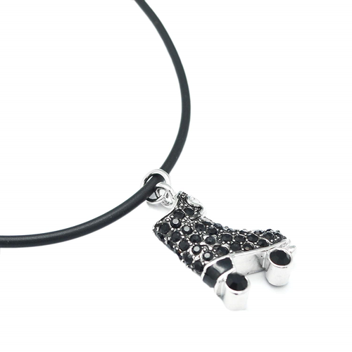 Boosin Kids Girls Pink & Silvertone Two Sided Skating Pave Ice Skate Pendant