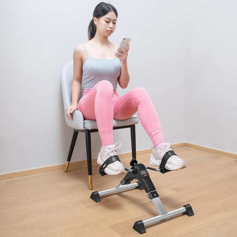 Under Desk Bike Pedal Exerciser, Foldable Mini Exercise Bike for Leg and Arm Wor
