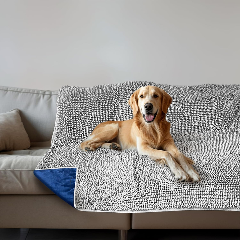 ® Dog Blanket - Chenille Water Absorption Blanket for Bed & Couch Cover for Dogs Washable, Anti-Slip Soft and Durable Furniture Protector for Dogs - Grey 48