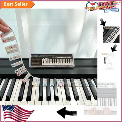 Silicone Piano Key Labels - Beginner-Friendly, Reusable Note Strips with Box