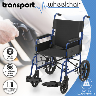 [FDA APPROVED] 18'' Foldable Transport Medical Wheelchair w/Seat Belt & Footrest