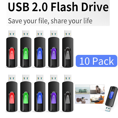 10Pack USB Flash Drives Memory Stick for Data Storage 4GB 8GB 16GB 32GB 64GB