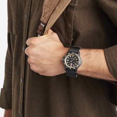 Pre-owned Luminox Men's Xs.0333 Leatherback Matte Black Sea Turtle Giant Fashion Watch