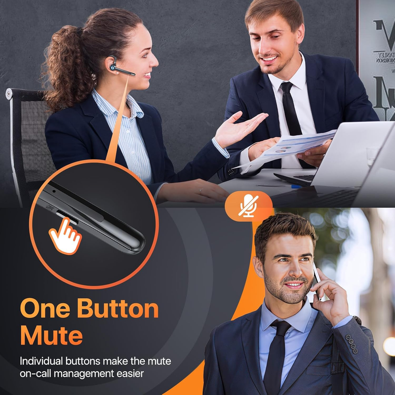 Bluetooth Headset V5.4,Bluetooth Earpiece with ENC Noise Canceling Mic,150H Stan