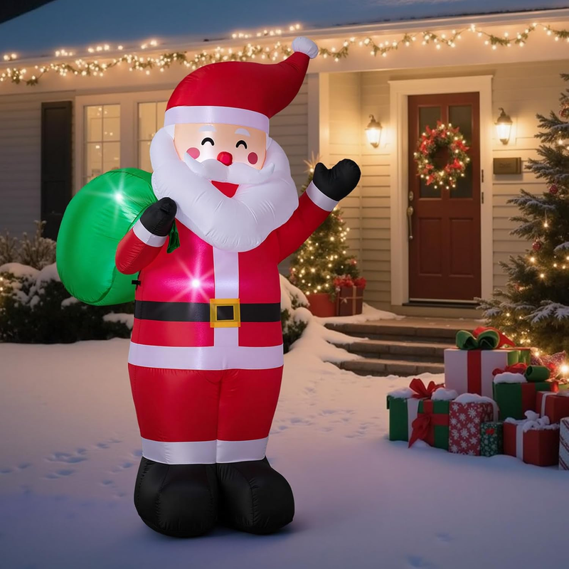 Décorations gonflables de Noël d'extérieur de 240 cm, boîtes cadeaux gonflables Père Noël avec