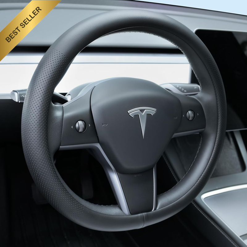 Nappa Leather Steering Wheel Cover for Tesla Model 3/Y 2016-2025 2026 Juniper/Hi