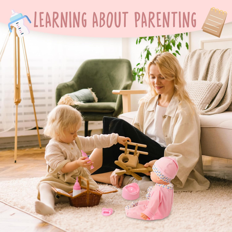 16 Inch Interactive Baby Doll Pink - Talking Feeding Dolls with Different Sounds