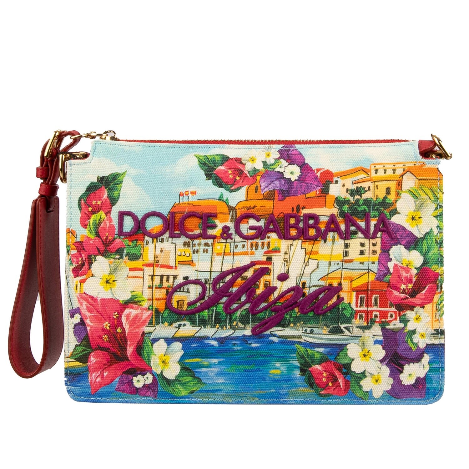 Эксклюзивный мужской клатч Dolce & Gabbana из холщовой кожи Ibiza Book Красный, синий