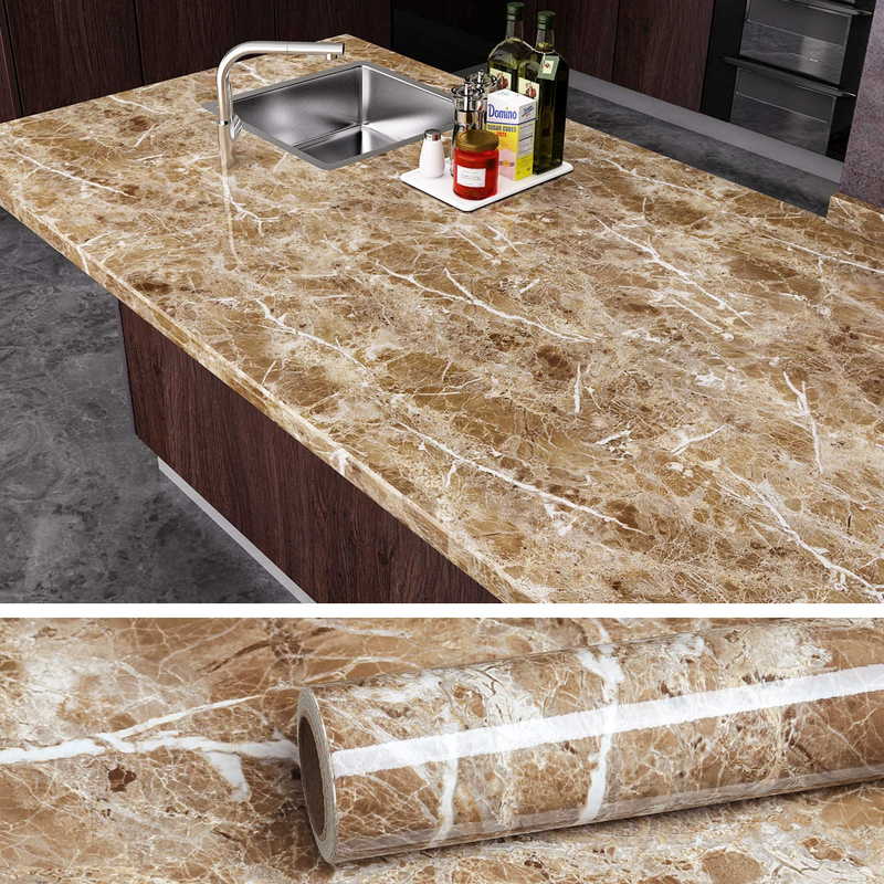 Brown Marble Contact Paper Peel and Stick Countertop Granite