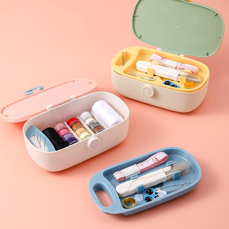 Sewing Kit, Portable Kit for Adults, Plastic Box Needle and Thread Accesories Su