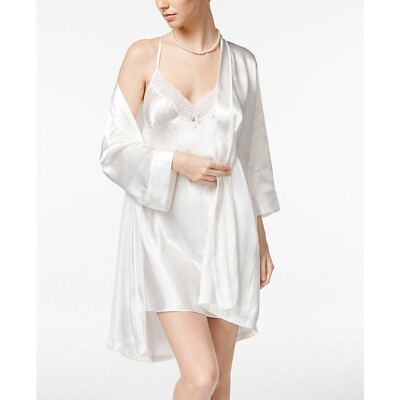 Linea Donatella Mrs. Embroidered Wrap Robe  , Ivory, Small