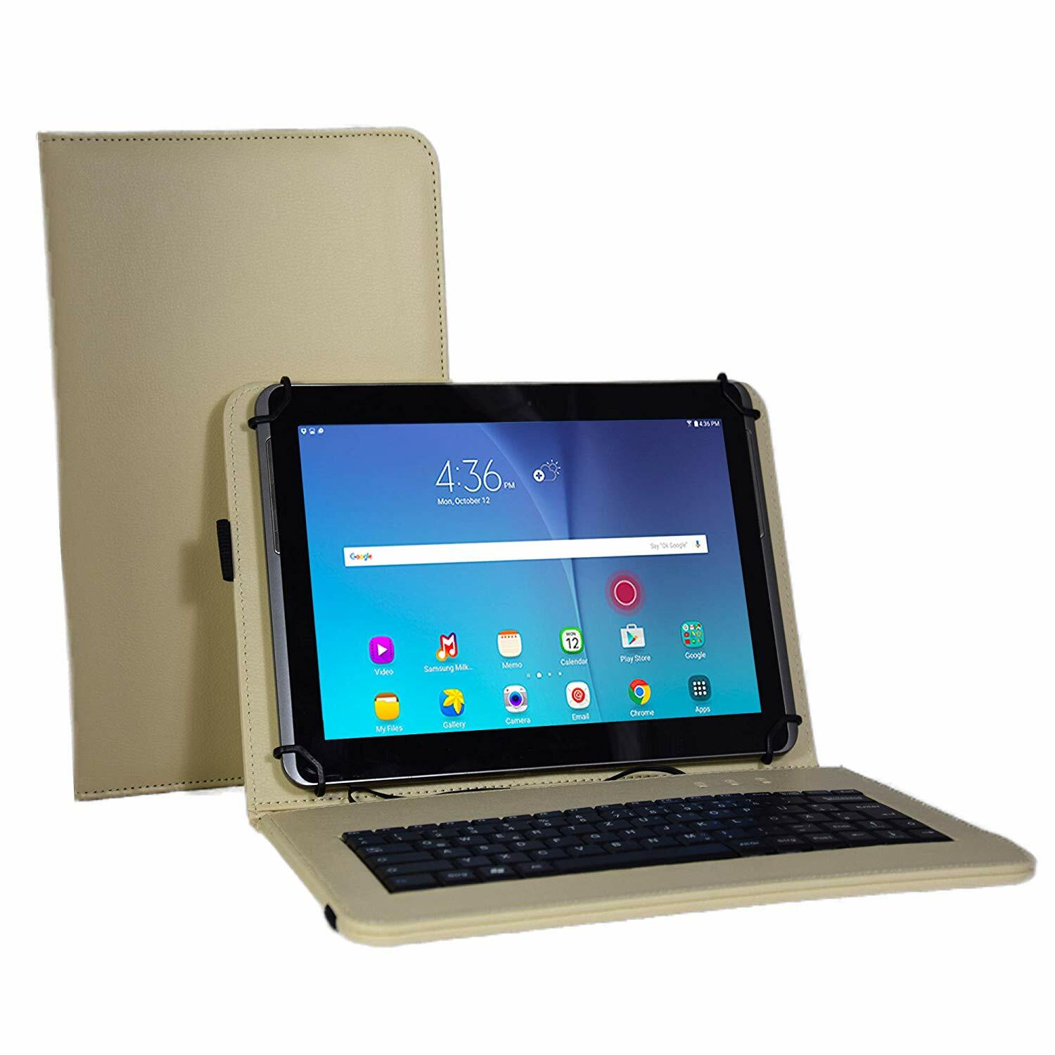 Qwertz Tablet Xido X110 3G 2017 Hülle 10,1 Tastatur 3in1 Set Beige