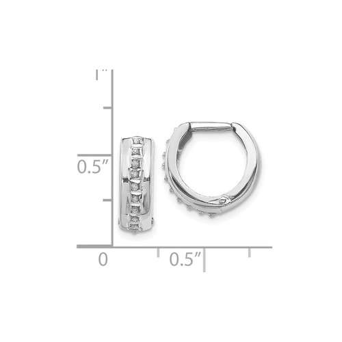 Pre-owned Goldia 14k White Gold Round Diamond Mini 14mm Dome Circle Hoop Huggie Earrings 0.01 Ct.