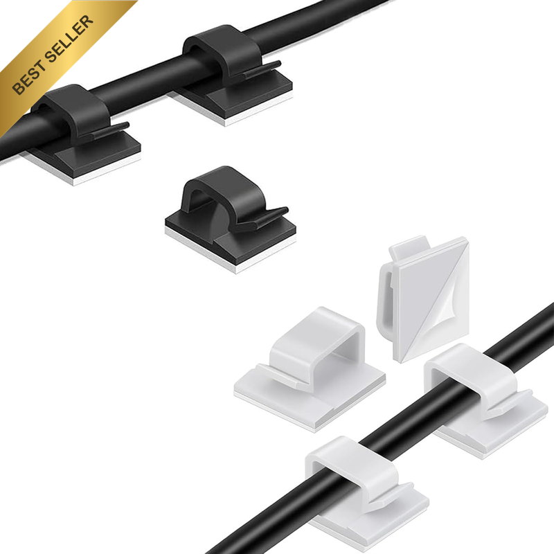 100Pcs Adhesive Cable Clips, Strong Sticky Cord Organizers for Desk/Wall/Wires,