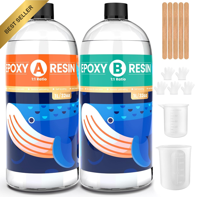 Epoxy Resin Kit 2L 64oz Crystal Clear Fast Cure for Crafts