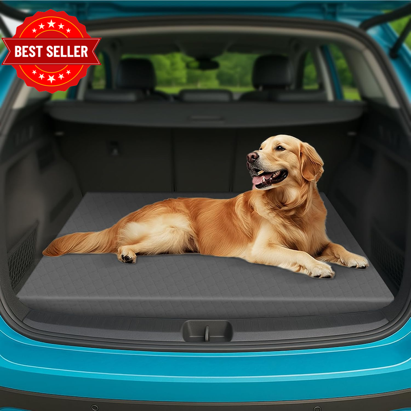 Dog Car Seat Cover for Trunk, Supportive Foam Car Dog Bed