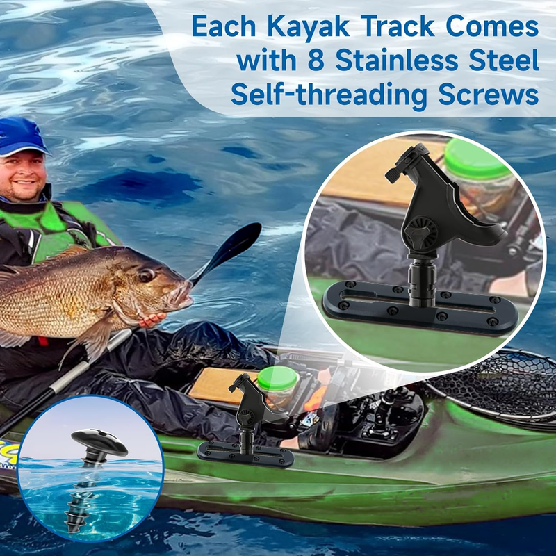 Hohean 4 Pack Kayak Track, 7 Inch Kayak Low Profile Track for Fishing Rod Holder