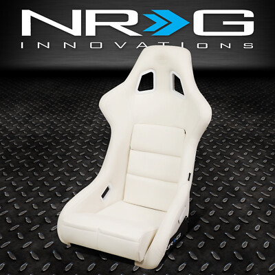 КОВШЕОБРАЗНОЕ ГОНОЧНОЕ СИДЕНЬЕ NRG INNOVATIONS FRP-302WT-V ИЗ БЕЛОГО ВИНИЛА С ФИКСИРОВАННОЙ СПИНКОЙ БОЛЬШОГО РАЗМЕРА