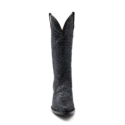 Pre-owned Ferrini Womens Dazzle V-toe Black Textile Cowboy Boots